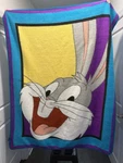 Vtg 90S Bugs Bunny Owen Blanket Looney Tunes Fleece Throw Neon Teal Purple 1996. Fixed Price $74.99.
