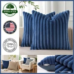 Chic Faux Fur Throw Pillow Covers, Set Of 2 Navy Blue For Stylish Interiors. Fixed Price $33.72.