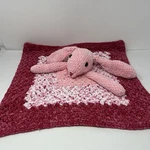 Crochet Pink Bunny Lovey Security Blanket 20" Soft Stuffed Animal Baby Comfort. Fixed Price $11.74.