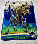 Jurassic World T-rex Velociraptor Dinosaur Throw Blanket Soft Plush Fur. Fixed Price $26.00.