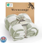 Wrensonge Checkered Throw Blanket, Sage Green Soft Cozy Fluffy Ha. Fixed Price $42.99.