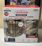 Sunbeam Microplush Oversized Heated Throw 60X80 Inch Grey/brown Plaid 4 Settings. Fixed Price $52.00.