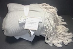 Pottery Barn Mark & Graham Herringbone Monogrammable Beige Throw Blanket 50X60". Fixed Price $49.00.