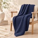 Threshold Navy Blue Oversized Chunky Knit Throw Blanket 50X70 Recycled Polyester. Fixed Price $32.00.