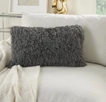Mina Victory Soft Ribbon Shag Lumbar Throw Pillow - Charcoal 14X24. Fixed Price $26.29.