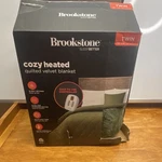 Brookstone Sleep Better Heated Quilted Velvet Blanket Twin Green 62X84" Electric. Fixed Price $23.99.