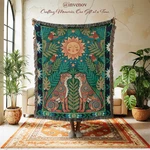 Jungle Leopard Throw Blanket, Tropical Parrot Tapestry, Sun Art Jaguar. Fixed Price $79.99.