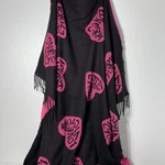 Victorias Secret Throw Blanket 50X60 Black Knit Heart Fringe Love Y2K. Fixed Price $24.99.