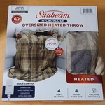 Sunbeam Microplush Oversized Heated Throw Sense & Adjust 4 Settings. Fixed Price $45.00.