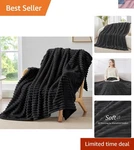Bedelite Fleece Throw Blanket For Couch - 300GSM Soft Warm Fluffy Black Blan.... Fixed Price $28.99.