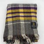 Edinburgh Tartan Shop Pure Wool Throw Stadium Blanket Plaid Fringe Yellow Purple. Fixed Price $37.93.