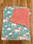 Life Comfort Kids Pink Peach Green Mint Unicorn Ultimate Sherpa Fleece Blanket. Fixed Price $24.26.