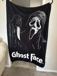 Bioworld Ghost Face Scream Throw Blanket Black Polyester Horror Movie Bedding. Fixed Price $15.00.