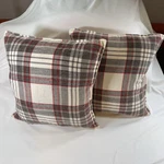 Envogue. Holiday Chenille Plaid Down Filled Nwot Novelty Throw Pillow Set 2. Fixed Price $37.99.