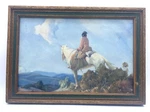 1930-40'S Native American On Horse Print Looking Away, Nice Framed With Glass. Fixed Price $225.00.
