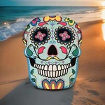 Giant 5 Ft Sugar Skull Beach Pool Shower Towel Blanket Bigmouth Inc Euc. Fixed Price $15.00.