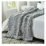 Cozy Tyme Gray Chunky Knit Throw Blanket 50 X 70 Inches. Fixed Price $280.00.