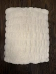 Hiend Accents Ruched Rabbit Double-sided White Faux Fur Throw Blanket 50X80 Inch. Fixed Price $100.00.