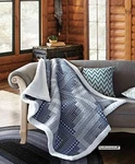 Blue Gray Montana Cabin Patchwork Quilted Sherpa Soft Throw Blanket 50X60 Inch. Fixed Price $37.95.