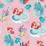 Springs Creative Disneys Princess Ariel Pink Nursery Childrens Cotton Fabric Bty. Fixed Price $11.50.