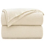 Longhui Bedding Cream Cotton Cable Knit Throw Blanket For Couch Sofa Bed, Home. Fixed Price $42.74.