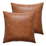 26X26 Inch Faux Leather Throw Pillow Covers, Set Of Brown Large Thick Solid.... Fixed Price $55.76.