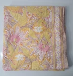 Floral Hand-block Tablecloth Throw 57.5X56.25" Artisanal Indian Natural Instinct. Fixed Price $5.28.