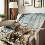 Printed Bed Blanket Cattle Flower Throw Highland Cow Queen Size Flannel B.... Fixed Price $66.33.