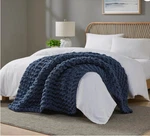 Madison Park Chenille Chunky Knit Handmade Throw Blanket-navy BLUE-50'X60". Fixed Price $70.99.