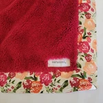 Saranoni Crib Baby Blanket Maroon Red Plush Faux Fur Roses Floral Satin Trim 39". Fixed Price $20.21.