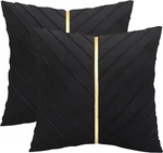 Tosleo Black Velvet Throw Pillow Covers X18 Inch Pack Of 2 With Gold Leather. Fixed Price $25.99.