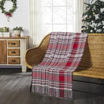Gregor Woven Throw 50X60 Country Farmhouse Plaid Red Gray White Cotton Tassels. Fixed Price $23.35.
