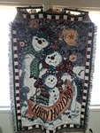 Tapestry Throw Blanket Christmas Snowman Family North Star Happy Holidays. Fixed Price $29.00.