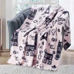 Charter Club Cozy Plush Throw Light Pink Parisian Theme/grey Plaid 50" X 70" Nwt. Fixed Price $34.20.