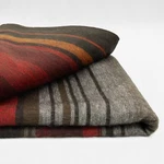 Highland Striped Alpaca Wool Blanket 95X69 In Red Brown Orange Grey Queen. Fixed Price $84.95.