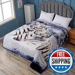 Hiyoko Queen Size Blanket 5.3 Lbs Soft Korean Mink Style Fleece White Tiger. Fixed Price $68.23.