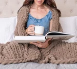 Samiah Luxe Chunky Knit Blanket Throw 50X60", Brown Chenille Thro.... Fixed Price $146.15.