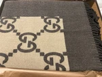 Nib Gucci Gg Motif Logo Brown Tan Throw Blanket Afghan Designer Italy Wool. Fixed Price $700.00.