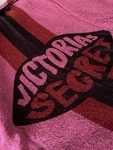 Victorias Secret Red & Pink Lips Knit Black Fringe Hem Throw Decor Blanket 58X50. Fixed Price $12.99.