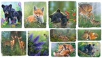 Sweet Animal Patch Mountain Sunrise Quilt Fabric Bty, 44" Wide From 3 Wishes. Fixed Price $12.50.