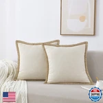 Nordeco Home 2PC 24X24 Burlap Linen Trimmed Throw Pillow Covers Tailored Edges. Fixed Price $44.63.