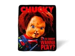 Child's Chucky "wanna Play" Fleece Throw Blanket 50 X 60 Inches. Fixed Price $29.99.