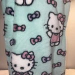 Hello Kitty Sanrio Ultra Fine Faux Fur Throw Blanket Teal With Pink Bows. Fixed Price $90.00.