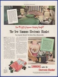 Vintage 1947 Simmons Electronic Blanket Heated Bedding Ephemera 1940'S Print Ad. Fixed Price $12.95.