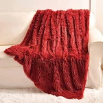 Yusoki Red Faux Fur Throw BLANKET,2 LAYERS,50" 60",SOFT Fluffy Fuzzy Cozy. Fixed Price $36.99.