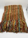 Pier 1 Chenille Fringe Blanket Throw Striped Multicolor Soft Boho 60X53 Lounge. Fixed Price $55.00.