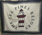 Vintage The Sea Pine Resort Throw Blanket Light House Coastal Tapestry Rare Read. Fixed Price $53.95.