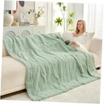 Faux Fur Throw Blanket For Couch, Cozy Soft TWIN(60" 80") Stripe - Green. Fixed Price $56.40.