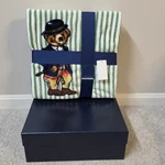 Ralph Lauren Polo Bear Throw Blanket 50X70 Green Stripe Teddy Nwt Gift Box. Fixed Price $106.24.