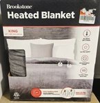 New Gray Brookstone Plush Heated King Blanket 100X90 Ez Touch. Dual Controllers. Fixed Price $100.00.